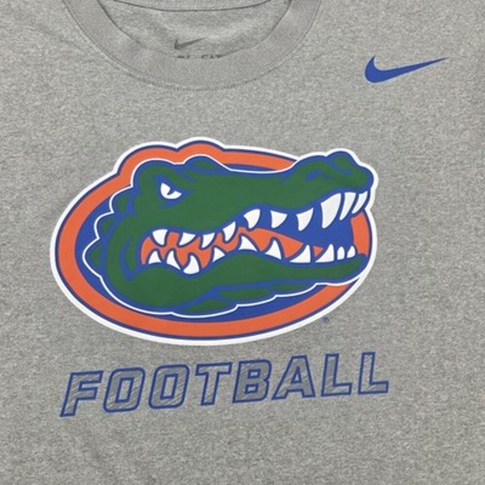 Nike Florida Gators T Shirt Mens L Gray Short Sleeve NCAA Dri-Fit Football Logo